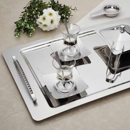 صينية استيل 2ق تركى  نهير.   Rana mirror with gold handles